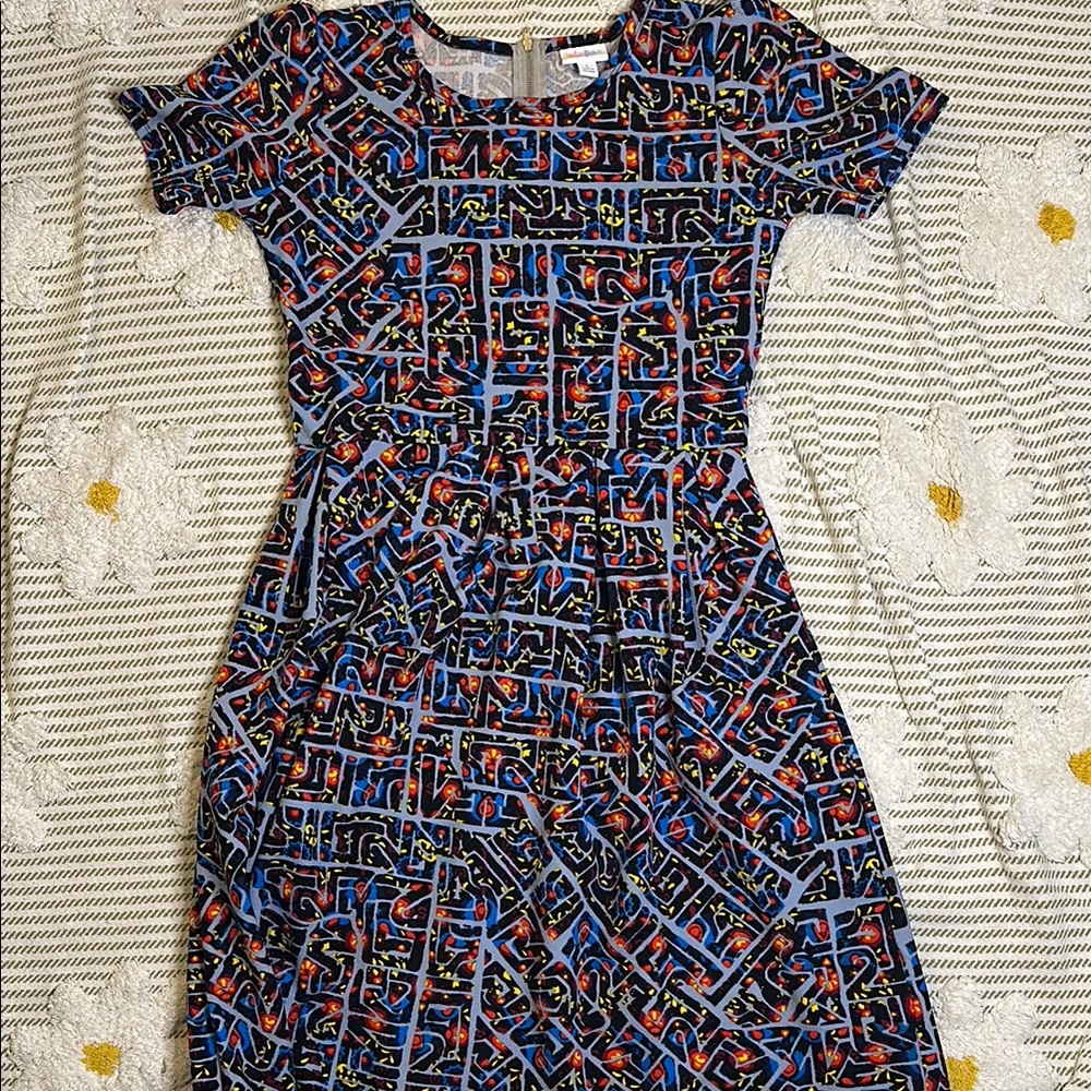 LuLaRoe Blue Red A-line Midi Dress